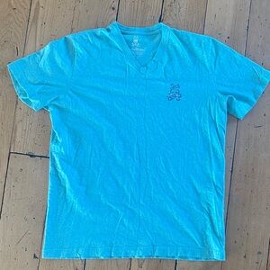 Psycho Bunny v-neck tee Men's Aqua torquoise blue green T-Shirt size 5 medium
